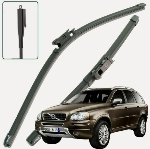Изображение товара Дворники Volvo XC90 (1) C / Вольво XC90 С рест. 2006 / 2007 / 2008 / 2009 / 2010 / 2011 / 2012 / 2013 / 2014 Щетки стеклоочистителя бескаркасные автомобильные LYNXauto 600мм-530мм к-т 2шт. Товар уцененный