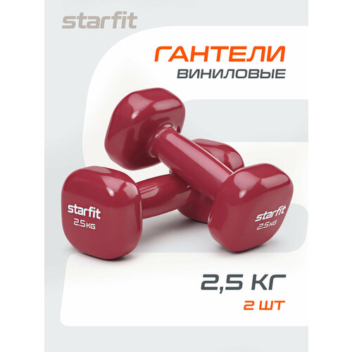 Гантели для фитнеса виниловые набор гантелей STARFIT DB-105 2,5 кг, фиолетовый, 2 шт