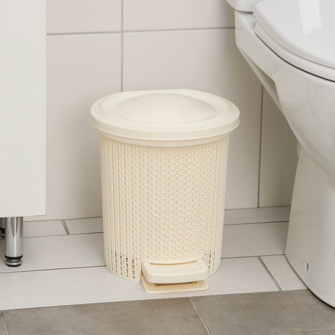 Ведро для мусора с педалью 6л  24 5х24 5х27см   Soul   цвет айвори