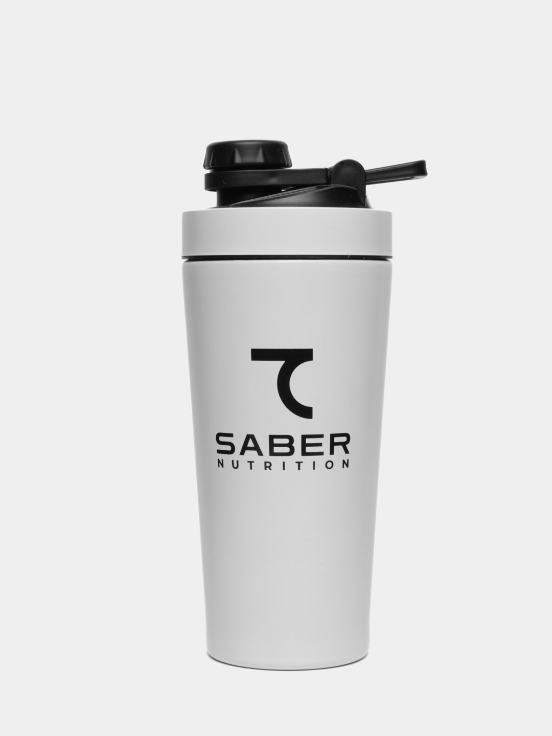 Шейкер 7SABER 750мл, нержавеющая сталь, закручивающаяся крышка, белый
