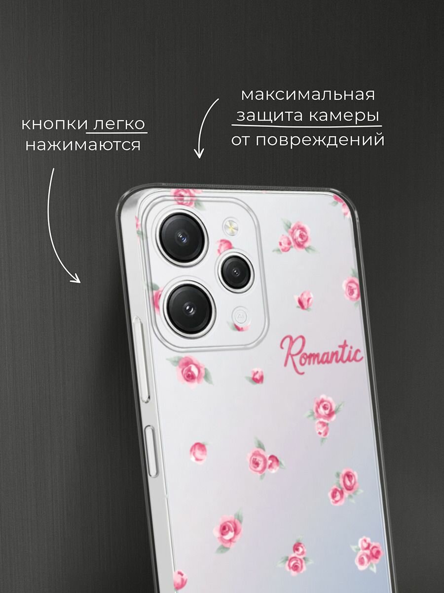 Чехол на Xiaomi Redmi 12 / Сяоми Редми 12 с принтом "Romantic 2", прозрачный — фото 1