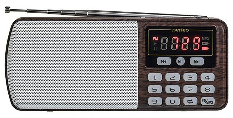 Радиоприемник Perfeo егерь FM+ 70-108МГц/ MP3/ питание USB или BL5C/ коричневый (i120-BK)