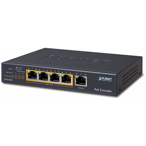 ip30 industrial 1 port 60w ultra poe to 4 port 802 3af at gigabit poe extender 40 to 75 c PoE расширитель PLANET POE-E304 1-Port 60W Ultra PoE to 4-Port 802.3af/at Gigabit PoE Extender