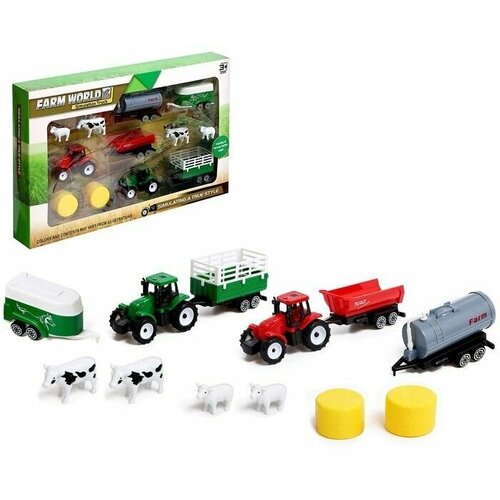 Игровой набор Ферма, 2 трактора и животные