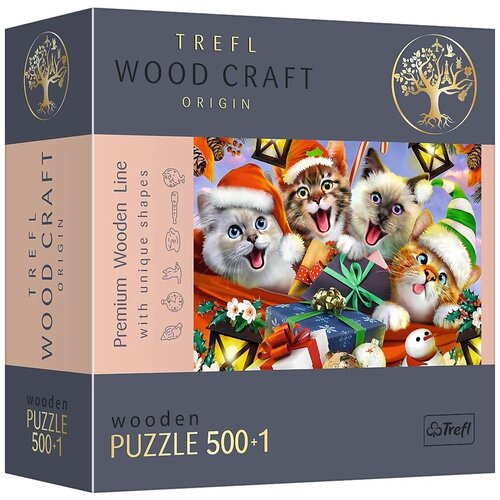 Пазл деревянный Trefl 500 +1 деталей: Рождественские котята