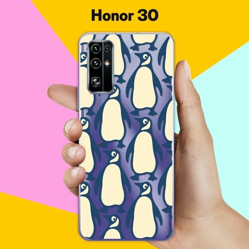 Силиконовый чехол на Honor 30 Узор из пингвинов / для Хонор 30 силиконовый чехол узор из цветов на honor 30