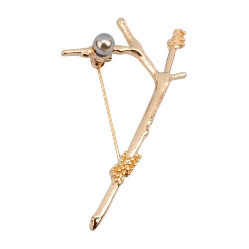 фото Брошь бижутерная веточка (замок-булавка, золотистый) 51992 otokodesign