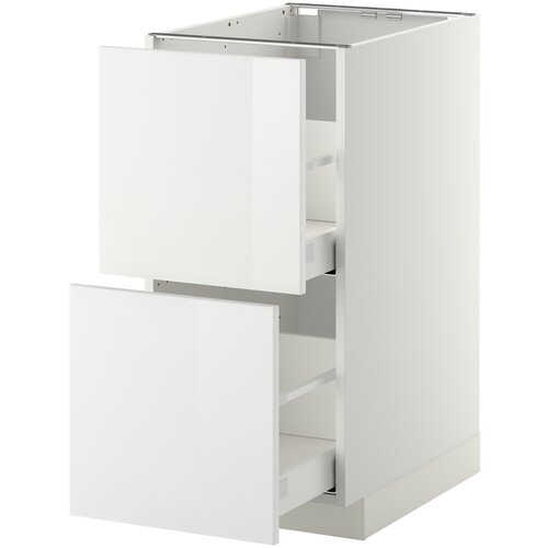Шкаф для кухни ИКЕА МЕТОД/МАКСИМЕРА, (ШхГхВ): 40х61.8х88 см, белый/рингульт глянцевый светло-серый