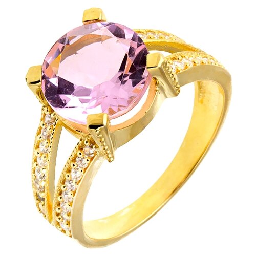 фото Balex кольцо 11090006 из бижутерного сплава с топазом розовым синтетическим и фианитом, размер 20