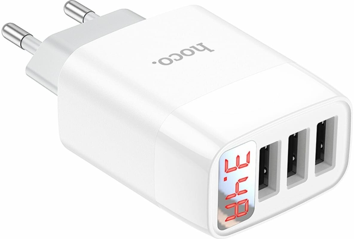 Зарядное устройство сетевое Hoco 6931474760593 3*USB, 3.4А, белый - фото №9