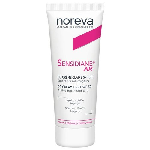 Noreva laboratories CC крем Sensidiane AR, SPF 30, 40 мл, оттенок: светлый уход за лицом greenmade крем для лица с рутином redness repair для чувствительной кожи склонной к куперозу