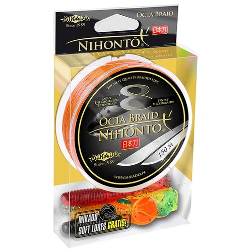 Плетеный шнур MIKADO Nihonto Octa Braid d=0.23 мм, 150 м, 20.8 кг, оранжевый, 1 шт.