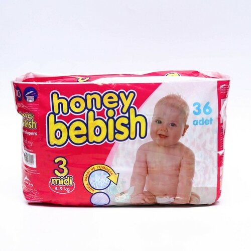 --- Подгузники детские Bebish 3 Midi (4 - 9 kg), 36 шт