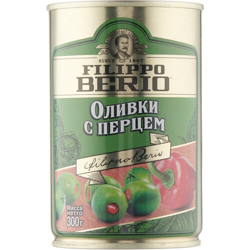 Filippo Berio Оливки фаршированные перцем, 300 г