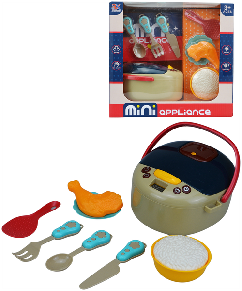 Бытовая техника, Мультиварка, с аксессуарами, с функцией пара, развивающая детская игрушка, со световыми и звуковыми эффектами