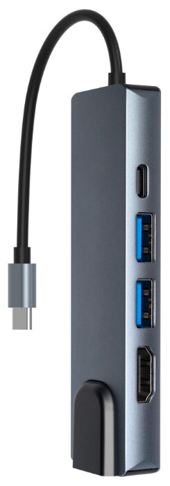 Адаптер-переходник / Концентратор / USB Хаб 5 в 1 USB Type-C to HDMI/2 * USB 3.0/USB Type-C/LAN RJ 45 для Apple MacBook, iPad, Samsung