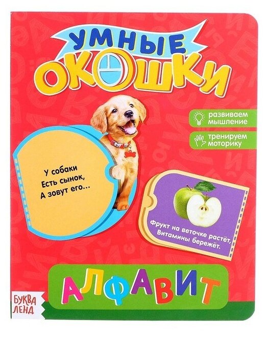 Книжка картонная с окошками «Алфавит», 10 стр.