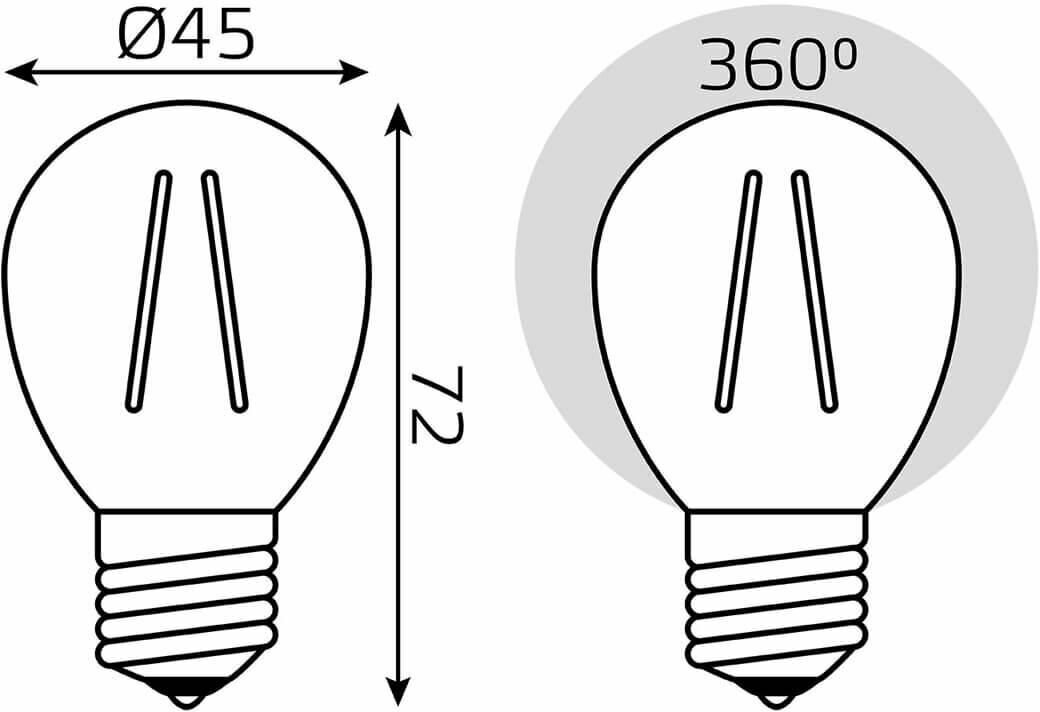 Лампа LED GAUSS Filament 5W/E27/2700K шар 105802105-D - фотография № 4