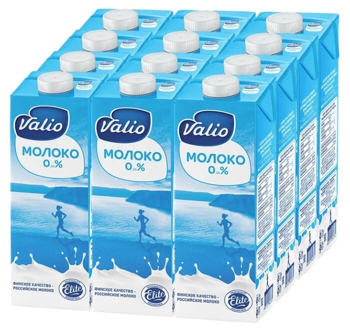 Молоко Valio ультрапастеризованное 0.05%, 12 шт. по 1 кг