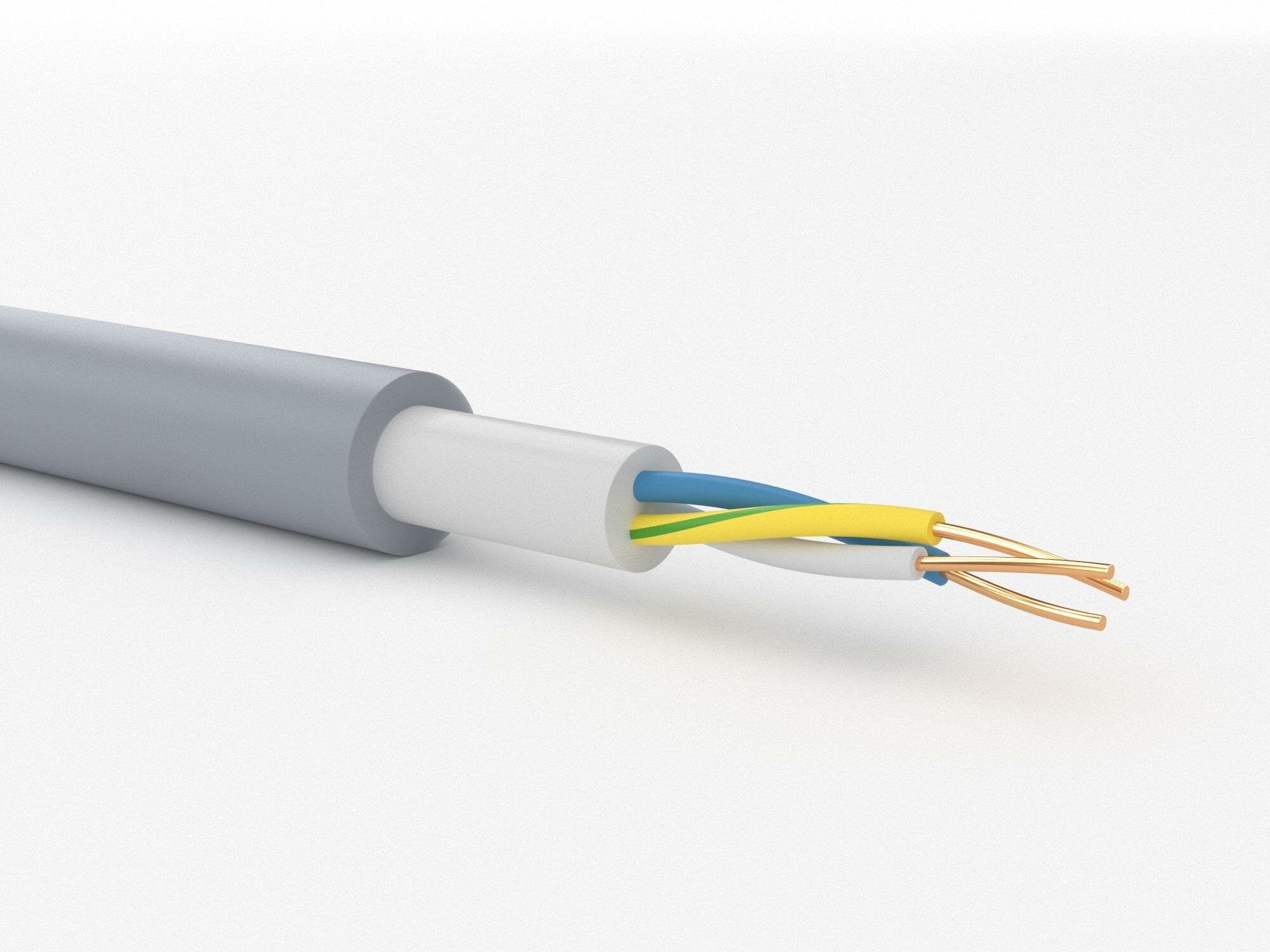 Кабель NYM 3х1.5 кв. мм партнер электро ГОСТ серый 5 м - фотография № 3