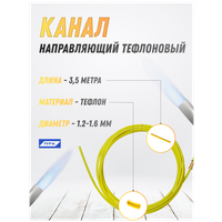 Канал направляющий тефлон 3,5м Желтый (1,2-1,6мм) OMS2030-03 ПТК