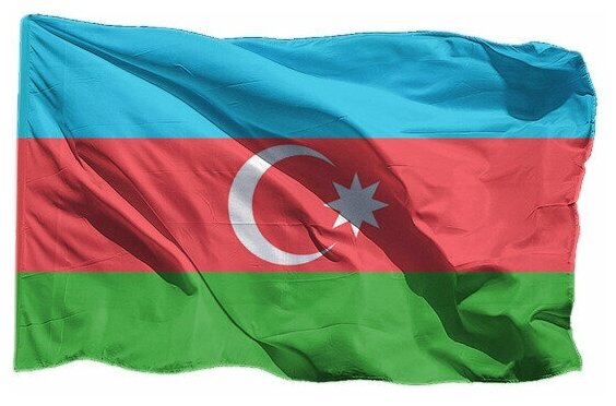 Флаг Азербайджана на шёлке, 90х135 см - для ручного древка