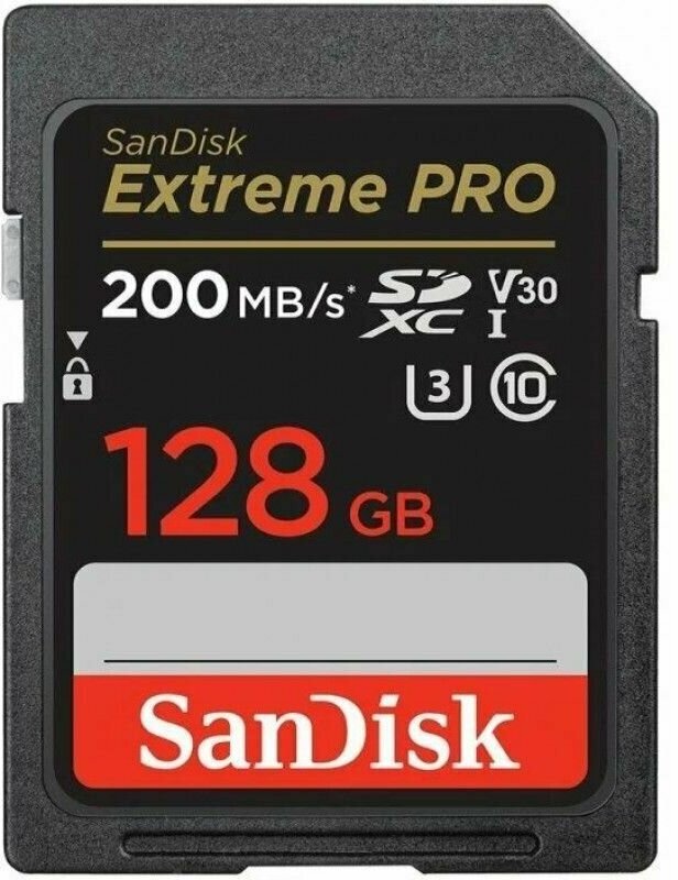 Карта памяти SanDisk SDXC Extreme Pro UHS-I V30 U3 (200/90MB/s) 128GB