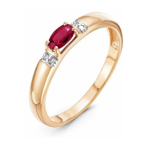 фото Золотое кольцо кюз del'ta dбр410969 с бриллиантом и рубином diamant-online