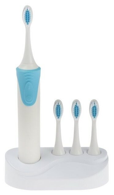 Электрическая зубная щётка Luazon LP-009, вибрационная, 8500 дв/мин, 4 насадки, 2хАА, синяя