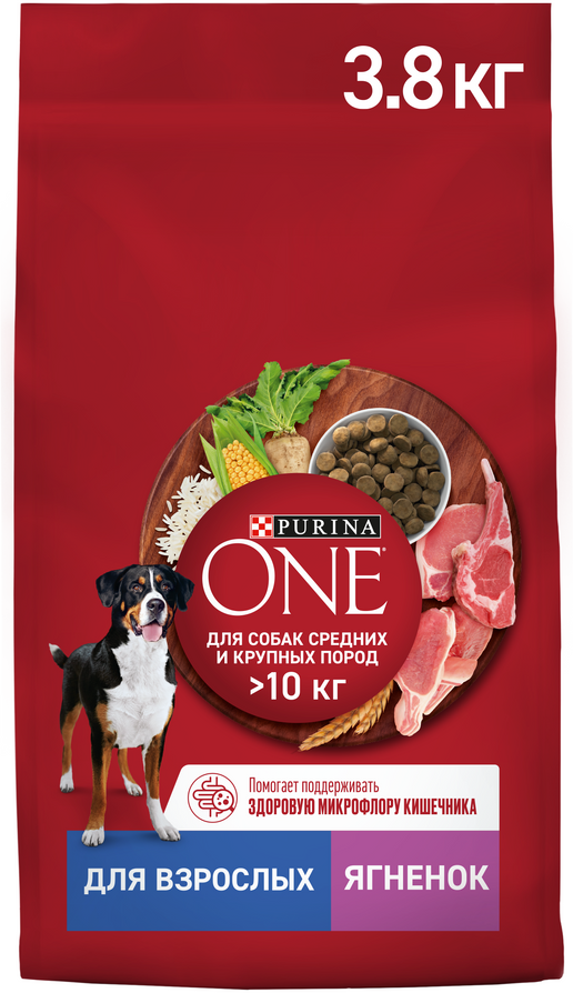 Сухой корм Purina ONE для взрослых собак средних и крупных пород, с высоким содержанием ягненка и рисом, 10кг - фото №11