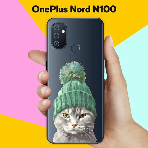 Силиконовый чехол на OnePlus Nord N100 Серый Кот / для ВанПлас Норд Н100
