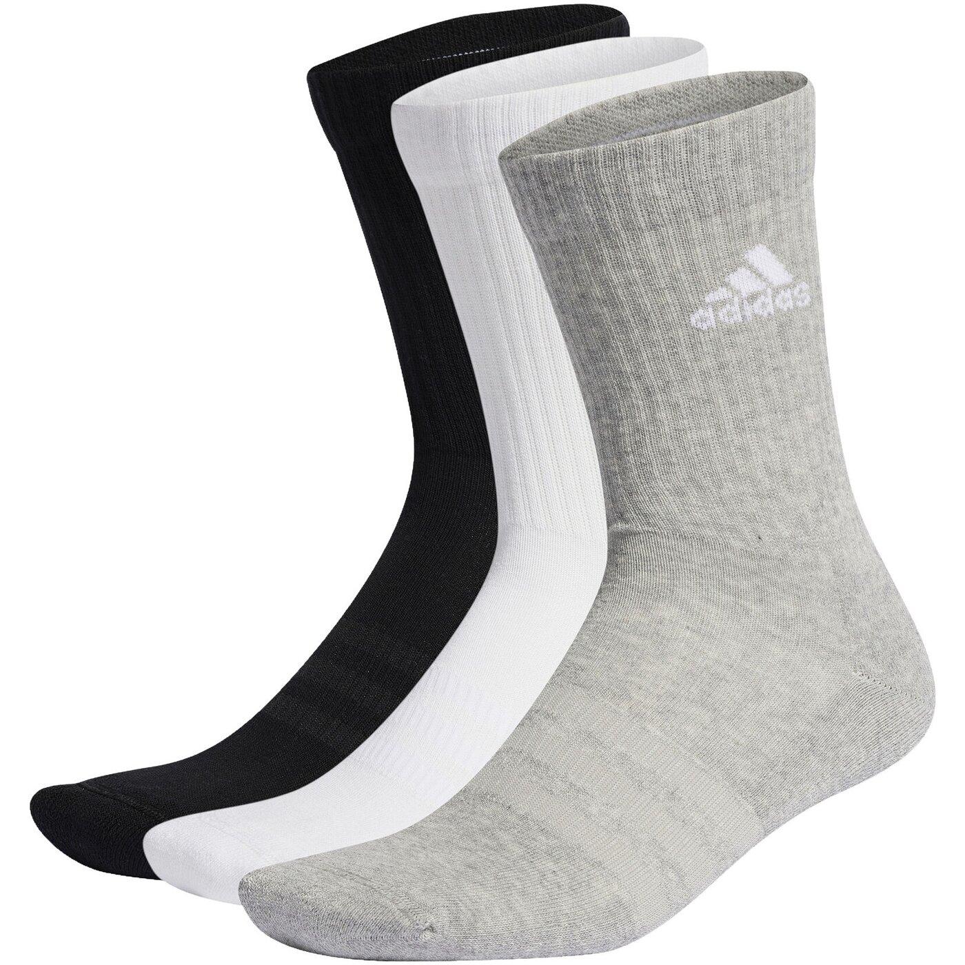 Носки adidas Cushioned Crew Sportswear, комплект, 3 пары, размер XS INT, белый/серый/черный