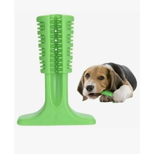 Игрушка жевательная зубная щетка для собак Haifisch, 7x10x3, зеленая