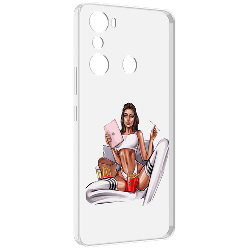 Чехол MyPads Модная-иллюстрация-девушки женский для Infinix Hot 20i задняя-панель-накладка-бампер