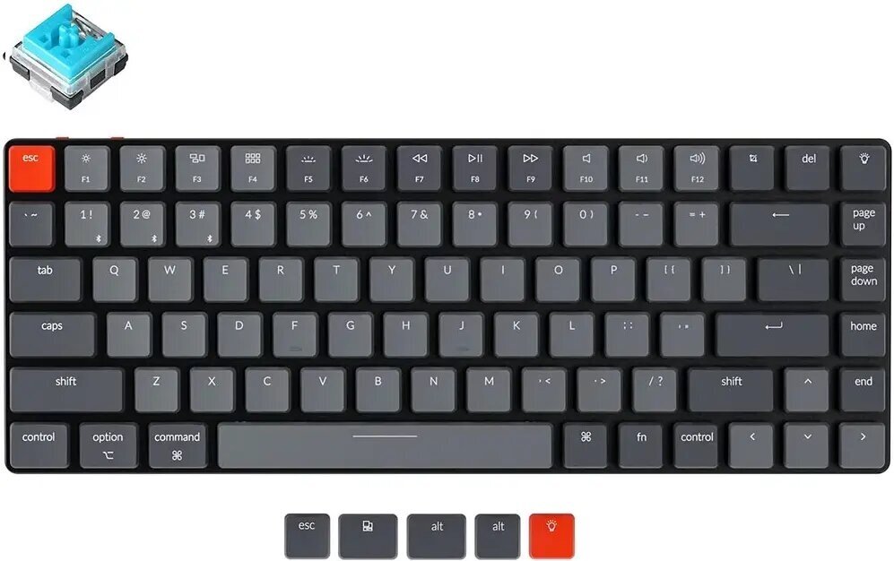 Keychron Беспроводная клавиатура Keychron K3 Grey (RGB, Hot-Swap, Keychron Optical Blue Switch)