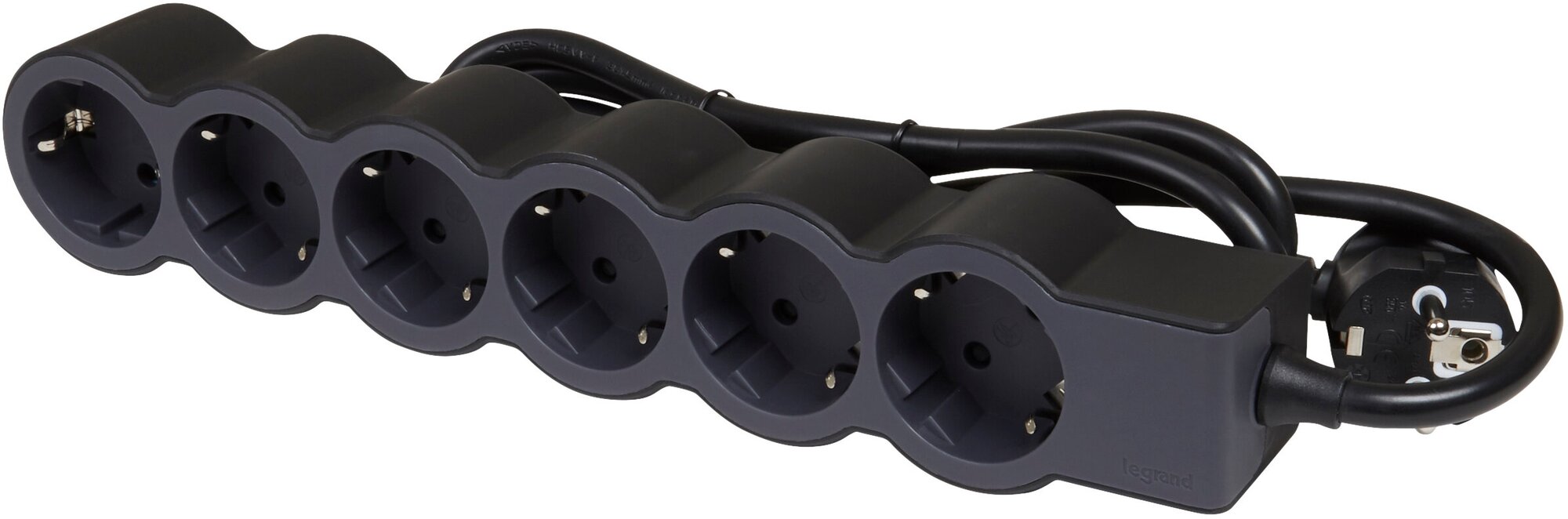 фото Legrand Revolution Стандарт Черный Удлинитель 6x2К+З, кабель 3м