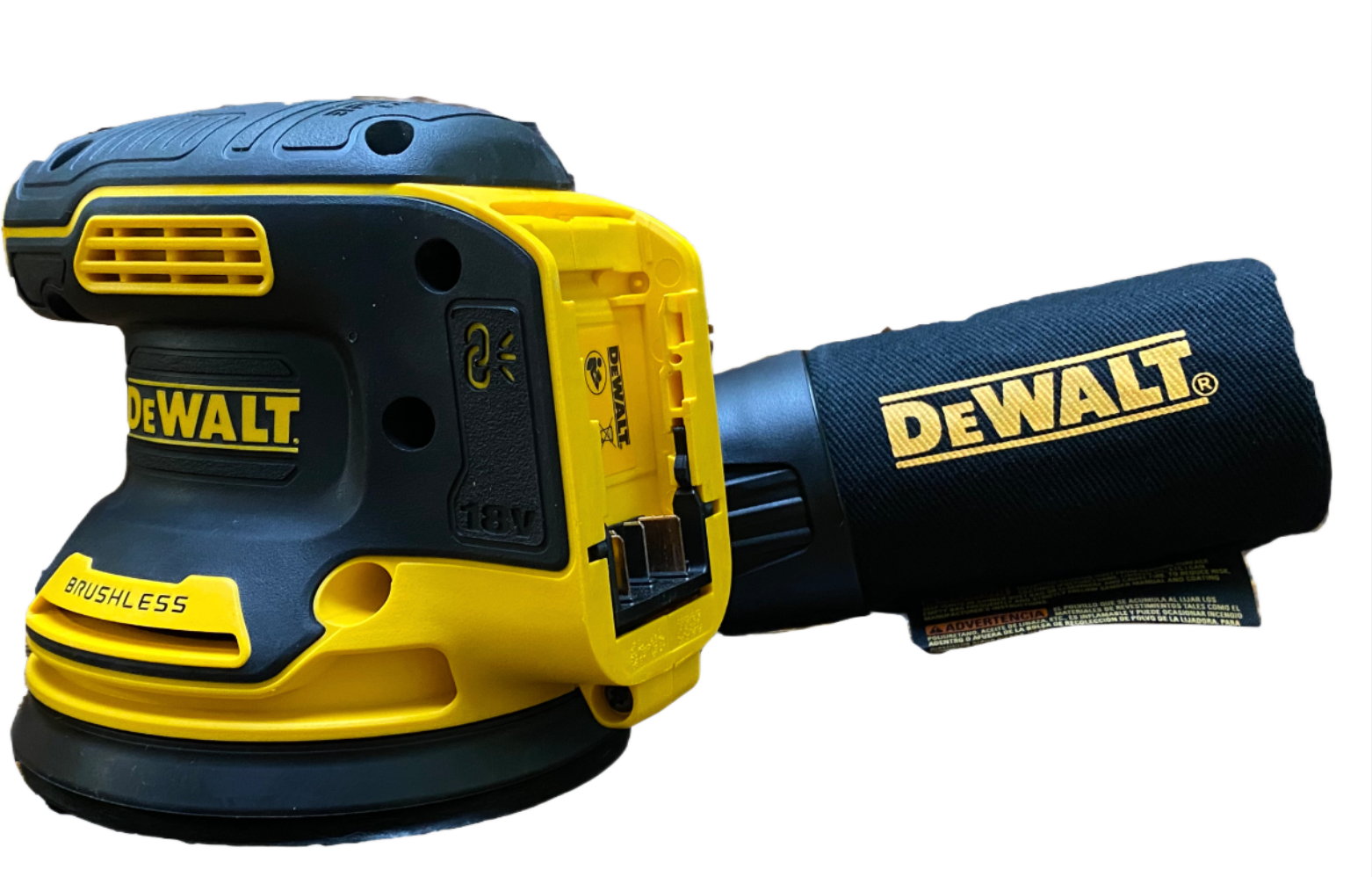 Машина шлифовальная эксцентриковая DeWalt DCW210N (б/акк,б/зу) - фото №7