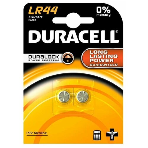 Duracell Элемент питания алкалиновый "таблетка" 1.5В LR44 BP-2 (блист.2шт) Duracell Б0009737