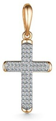 Крестик АЛЬКОР, красное золото, 585 проба, бриллиант