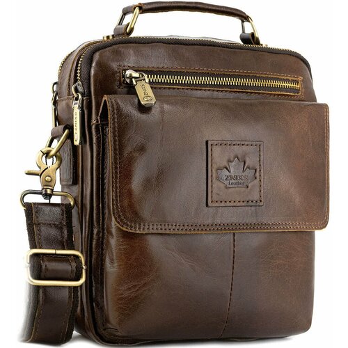 Сумка барсетка znimsk, фактура гладкая, коричневый