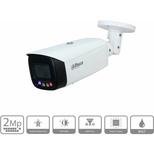 Камера видеонаблюдения Dahua DH-IPC-HFW3249T1P-AS-PV-0360B TiOC 2 Мп уличная встроенный микрофон и динамик металлпластик 1264200₽