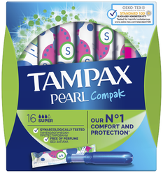 TAMPAX тампоны Compak Pearl Super Duo, 3 капли, 16 шт.
