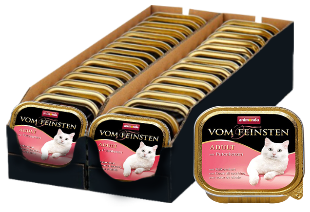 Влажный корм для кошек Animonda Vom Feinsten, беззерновой, с сердцем Индейки 100гр. 32шт.×1уп. (кусочки в желе)