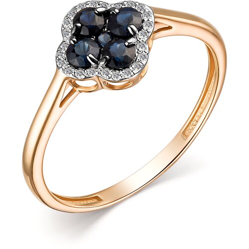 Кольцо Diamant online, золото, 585 проба, бриллиант, сапфир, размер 17.5
