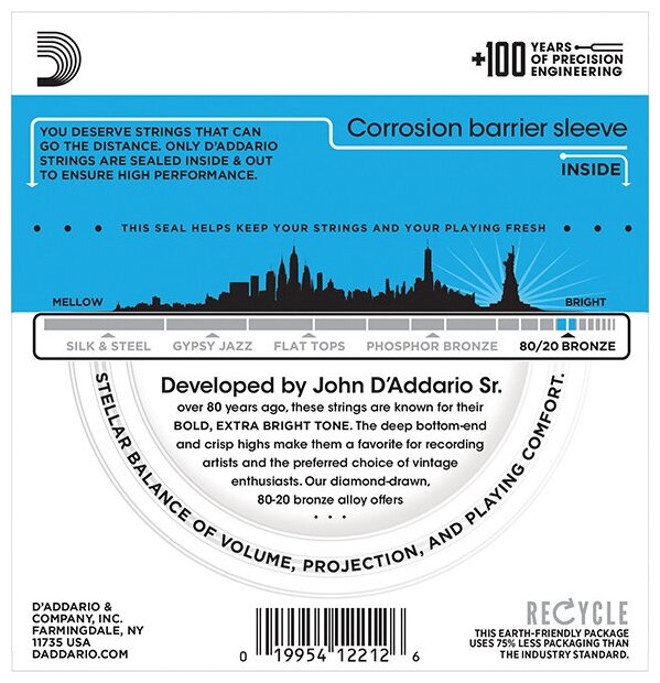 Струны для акустической гитары 12-53 D'ADDARIO EJ11 — фото 1