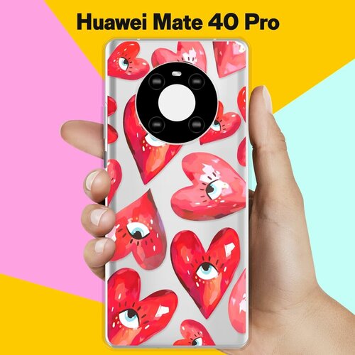 Силиконовый чехол на Huawei Mate 40 Pro Сердца / для Хуавей Мейт 40 Про силиконовый чехол на huawei mate 40 pro горы для хуавей мейт 40 про