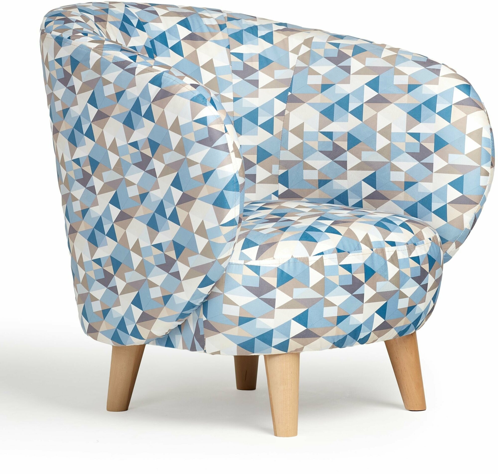 Кресло для отдыха Мод, мягкое, на ножках, велюр бело-голубой