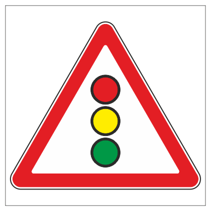 Дорожный знак 1.8 "Светофорное регулирование", типоразмер 3 (900х900х900) световозвращающая пленка класс IIб (треугольник)