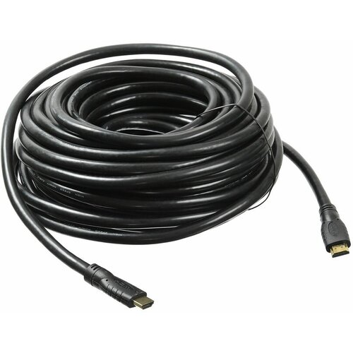 Кабель аудио-видео Buro HDMI 2.0, HDMI (m) - HDMI (m) , ver 2.0, 20м, GOLD, черный [bhp hdmi 2.0-20] кабель аудио видео buro hdmi m hdmi m 20м контакты позолото черный bhp hdmi 20 20