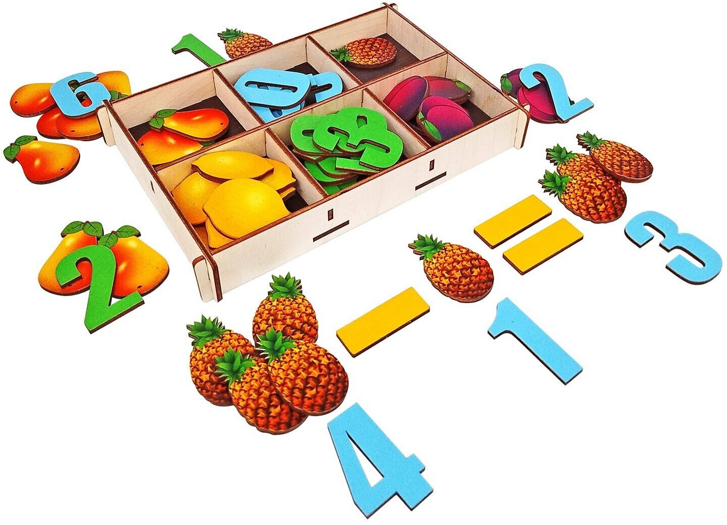 Счетный материал в коробке Фрукты 66 дет. (дерево) арт.8644 /18